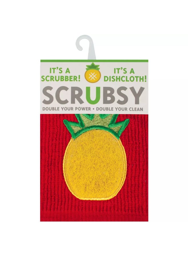 Mukitchen Pineapple Scrubsy Scrubber Dish Cloth Red and Yellow 12 x 12 Inch 5010-1705 - Image 1